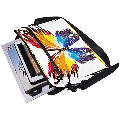 Bolso bandolera para portátil de 14" con mariposas multicolor para la universidad 5