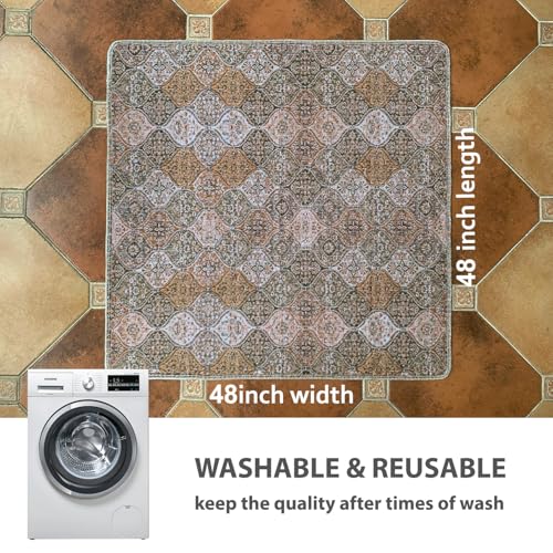 Image of nunubaby Washable Pee Pads for Dogs, Stylish, Non-Slip and Leak-Proof Pee Pads. Reusable Potty Pads for Dogs for Crates and Floors.(Brown /Multi,48 inch x48 inch )
