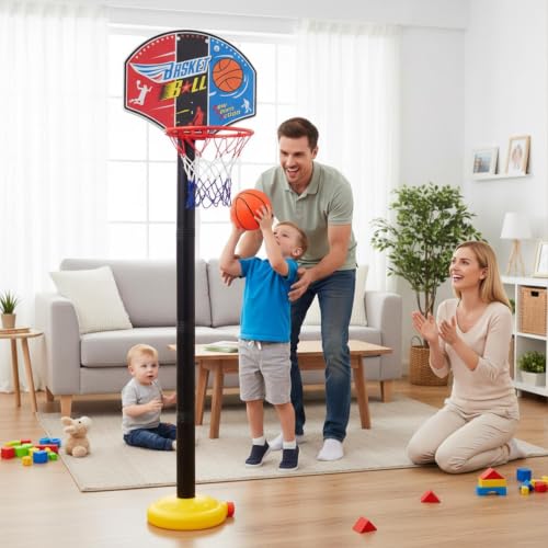 Aro de baloncesto interior con tablero ajustable de resina ABS para niños 3