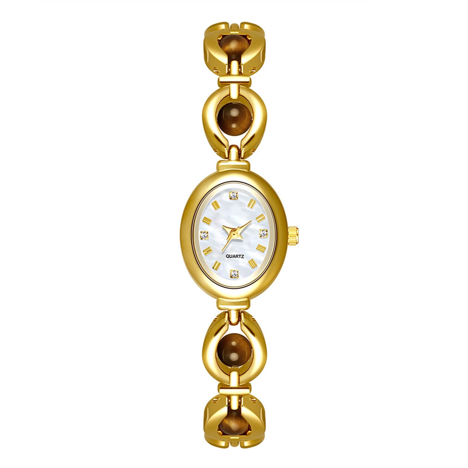 Elegante Reloj for Mujer con Esfera Ovalada y Piedra de Ojo de Tigre Natural, Reloj de Pulsera Vintage Resistente al Agua, un Regalo de Moda for Mujer. Reloj de Pulsera