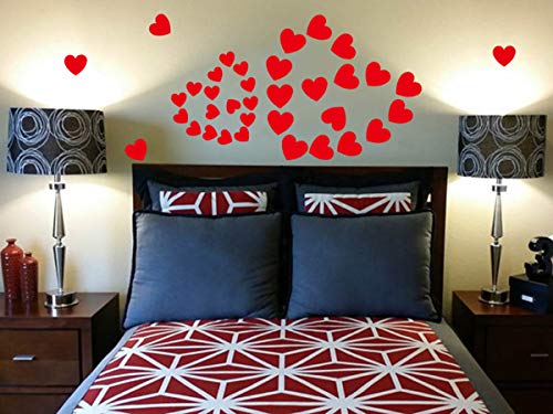 Red Love Heart Wall Decals Love Wall Stickers Heart Stickers For Valentine's Day Wedding Anniversary Decoration Nursery Baby Kids Room Couple Bedroom Decor #TOP2