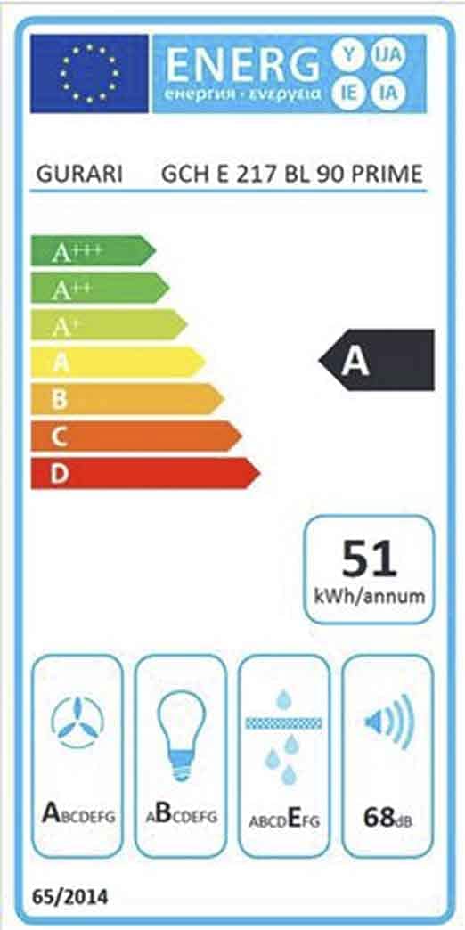 GURARI Hotte de Plafond 217 BL 90 Pr - Hotte de Cuisine Encastrable 90 cm, Noir, Verre Noir, 1000m³/h, Bandes LED, Circulation d'Air, Télécommande