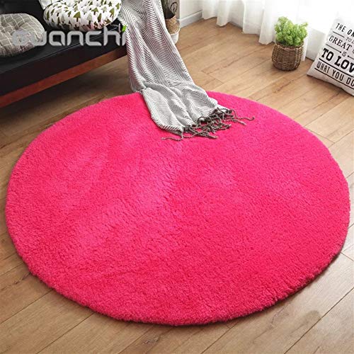 LIVEINU Hochflor Shaggy Teppich für Wohnzimmer Langflor Pflegeleicht Rund Teppich Hochwertig Hohe Fadendichte Wasser Absorbierend Badezimmerteppich Für Wohnzimmer Rosa Rot Ø 60 cm