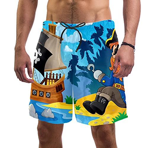Short de bain homme anti irritation doublure maille taille L Pirate Sea Boat