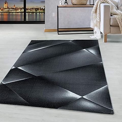 Alfombra Pila Corta Diseño Abstracto Negro Cover