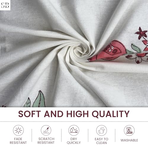 Nappe rectangulaire fleurie rouge en coton indien 182x342 cm - 7