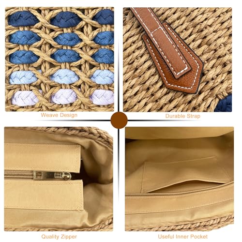 Image of Straw Shoulder Bag for Women Woven Tote Handbags Straw beach bag for Summer Vacation Travel