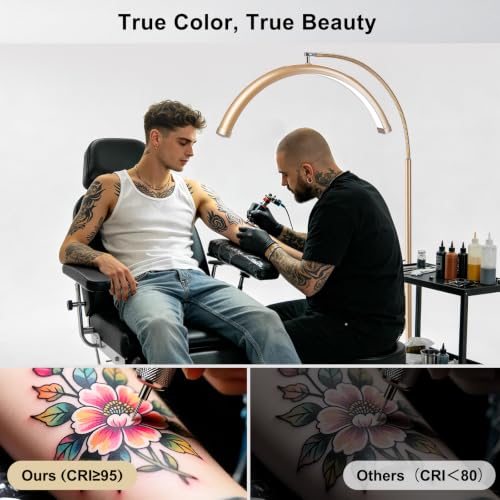 Image of Half Moon LED Floor Light - Professional Shadow-Free Lamp for Lash Techs, Estheticians & Tattoo Artists | Remote Control & Dimmable for Eyelash Extensions, Nail Art, Home & Office