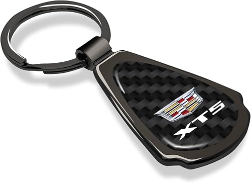 Miniatura 2 de Llavero de fibra de carbono negro real para Cadillac XT5, con lágrima negra, con licencia oficial, Negro -