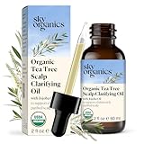 Sky Organics - Organic Tea Tree Scalp Clarifying Oil (2 fl oz/60 mL) Balanced & Purified Hair Oil for Scalp Dryness & Itchiness - Tea Tree, Jojoba, Peppermint - Vegan, Cruelty Free, DIY eBook included