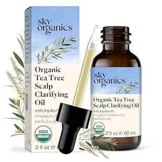 Sky Organics - Organic Tea Tree Scalp Clarifying Oil (2 fl oz/60 mL) Balanced & Purified Hair Oil for Scalp Dryness & Itchiness - Tea Tree, Jojoba, Peppermint - Vegan, Cruelty Free, Beauty, Hair Care