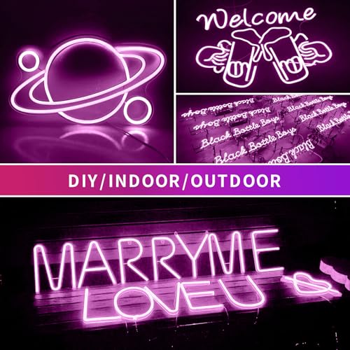 Image of Purple LED Neon Strip Lights 16.4FT /5M Flexible 12V DC Rope Light