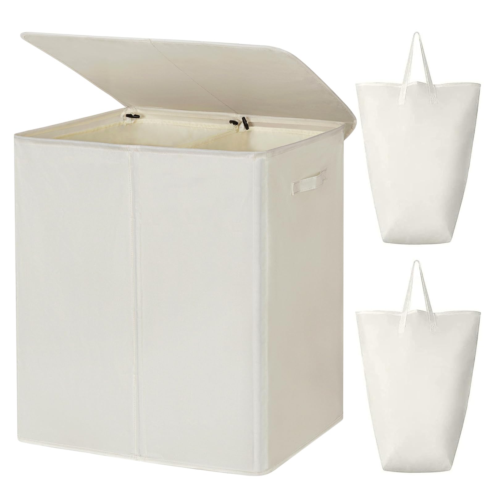 Panier à linge double pliable grand format 180l avec 2 sacs amovibles