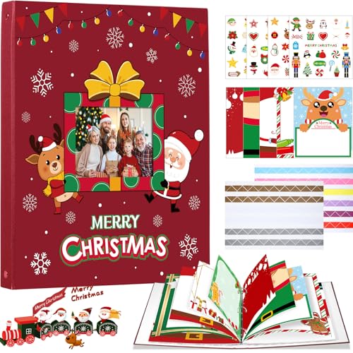 Jetec Christmas Photo Album Scrapbook 80 Page 12.5 x 10.8 x 2.1 Inch 3 Rings Removable Christmas...
