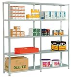 Schraubregal, verzinkt, Anbaufeld mit 6 Stahl-Fach böden, verzinkt, Fachlast 250 kg, BxTxH 870x400x25