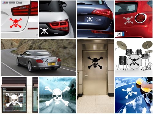 Decal Cross Bones Skull Motorbike Vehicle Weatherproof Garage Durable Red (6 X 4.93 In) #TOP1