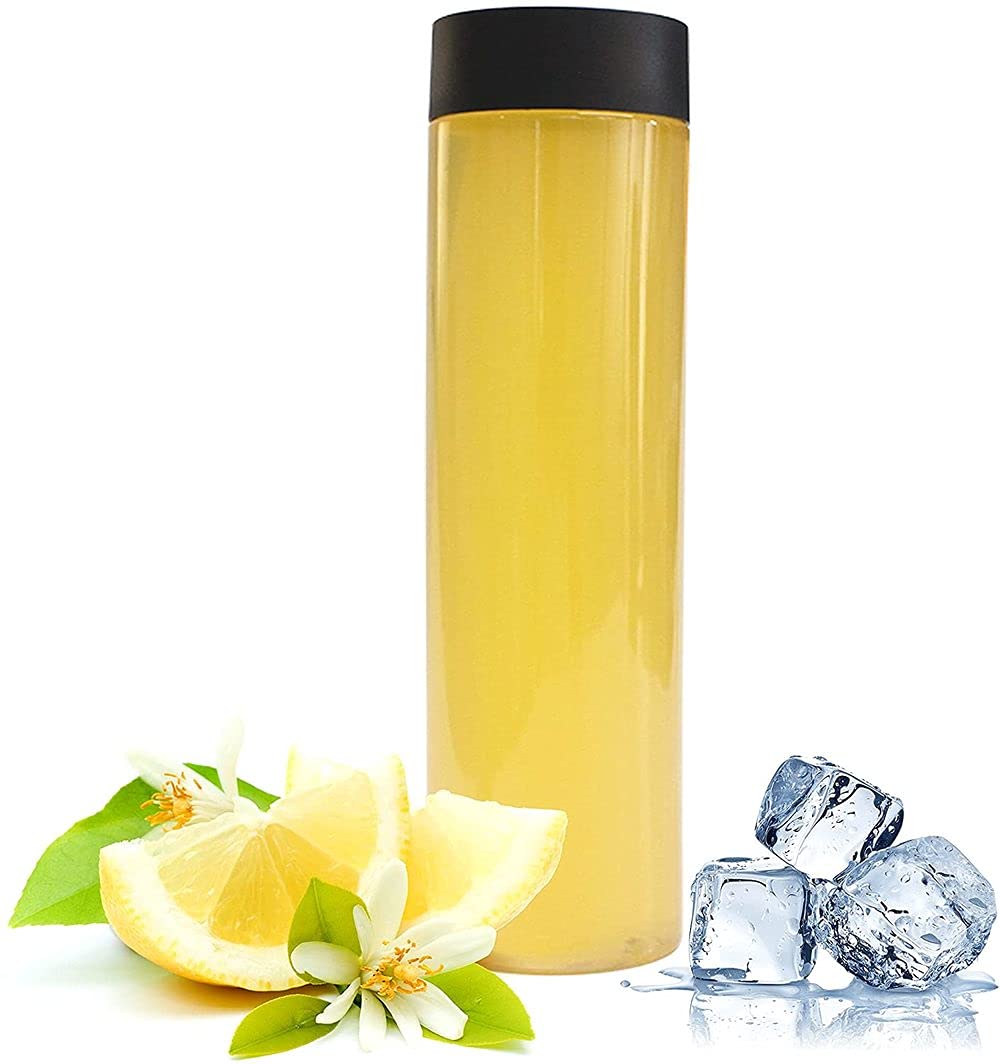 Bottiglie riutilizzabili per frullati, confezione da 12 bottiglie in plastica PET trasparente con coperchio nero, perfette per succhi di frutta e latte fatti in casa, 500 ml