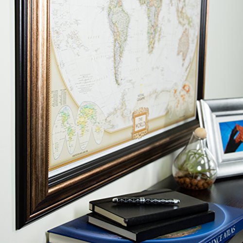 Craig Frames Wayfarer, Executive World Push Pin Travel Map, Antique Copper and Black Frame with Pins, 24 by 36-Inch