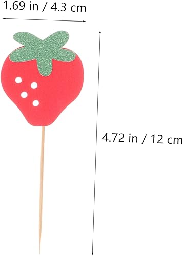Miniatura 2 de Decoraciones de fresa para pastel de cumpleaños, 20 piezas de palillos de tartas, decoración de cupcakes de flores, suministros de fiesta
