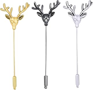 Mahi Combo of 3 Deer-Face-Shaped Wedding Lapel Pin / Brooch for Men (CO1105772M) Price In India