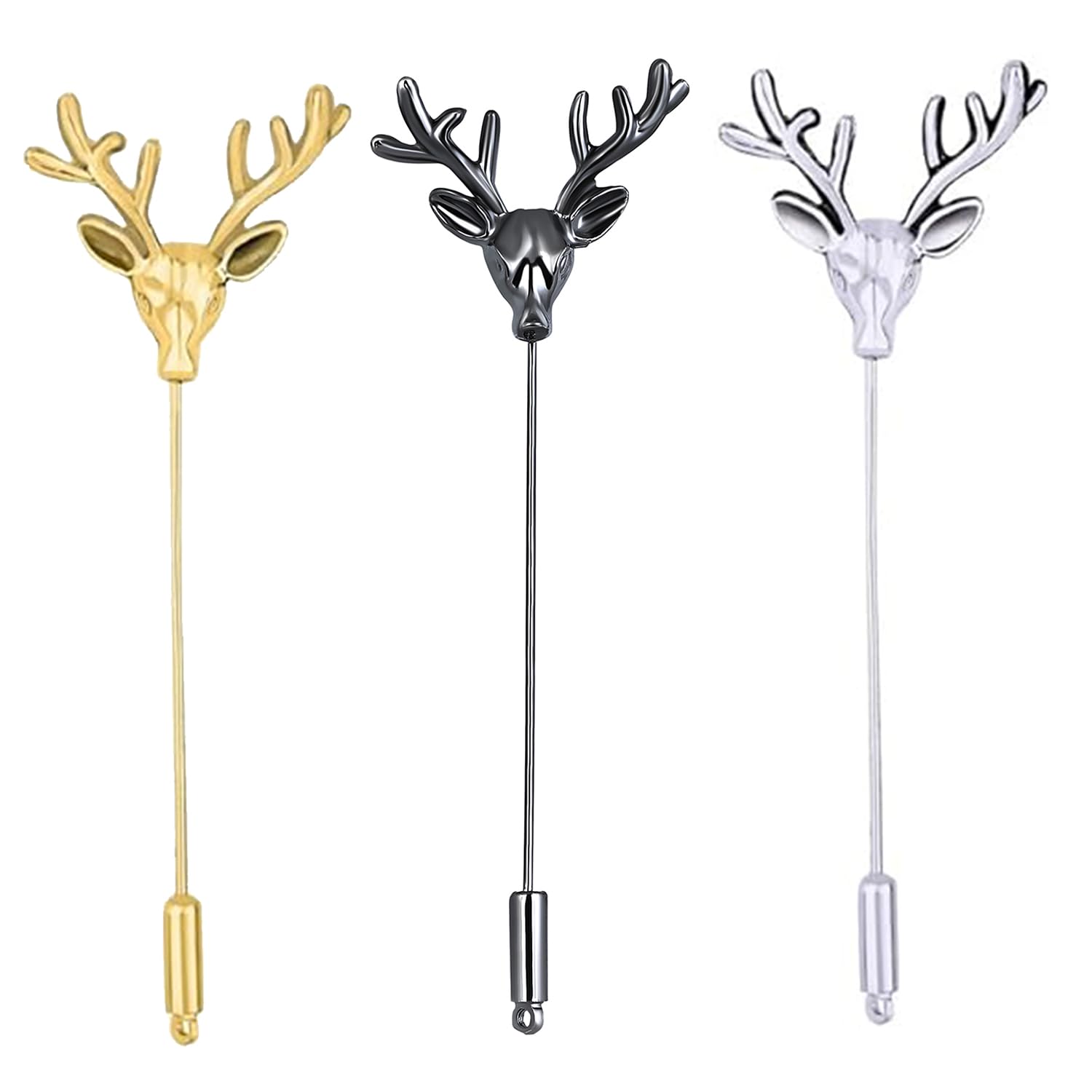 Combo of 3 Deer-Face-Shaped Wedding Lapel Pin/Brooch for Men (CO1105772M)-image-26