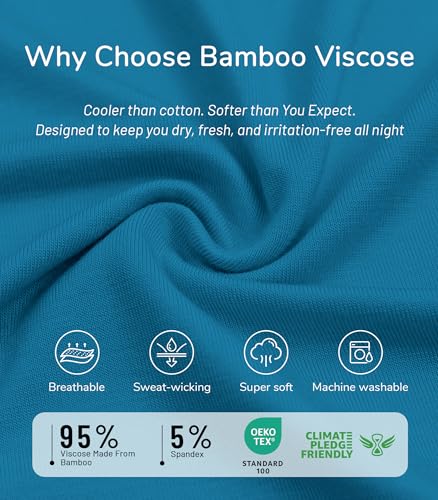 Image of NACHILA Pajamas for Women-Viscose Made from Bamboo,Satin Crew Neck Pajama Sets Short Sleeve Pjs with Capri Pants