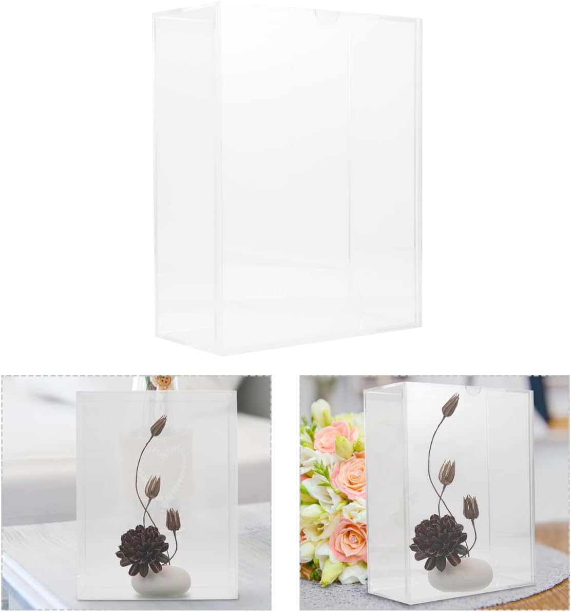 Transparent Shadow Box Frame 8.7X6.9X3.3 Inch Clear Acrylic Display Case for Photos Dried Flowers Wedding Party Home Decor