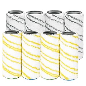 DrRobor 8 Stück Walzenset für Kärcher FC7 FC5 FC3 FC3D EWM2 Elektrischer Bodenreiniger 2.055-007.0/2.055-006.0 （Gelb + Grau）