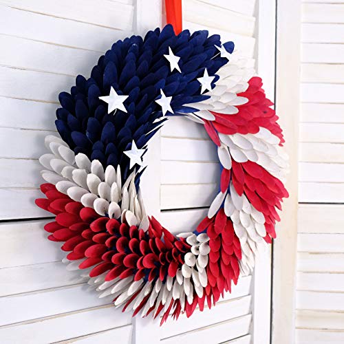 Idyllic July 4Th Wreath Americana Patriotic Wreath Handcrafted Memorial Day Wreath Festival Garland Decoration Front Door Wall Home Decor #TOP4