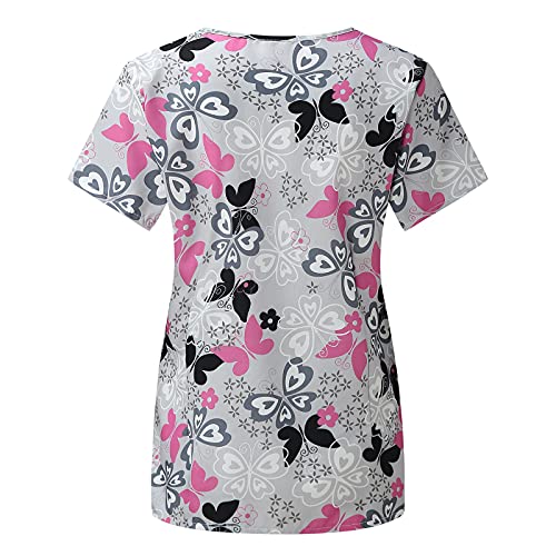 DABAOK T-shirts pour femme tendance à manches courtes et col en V T-shirts de travail chemisiers légers vêtements d'été soldes, blanc, 3XL