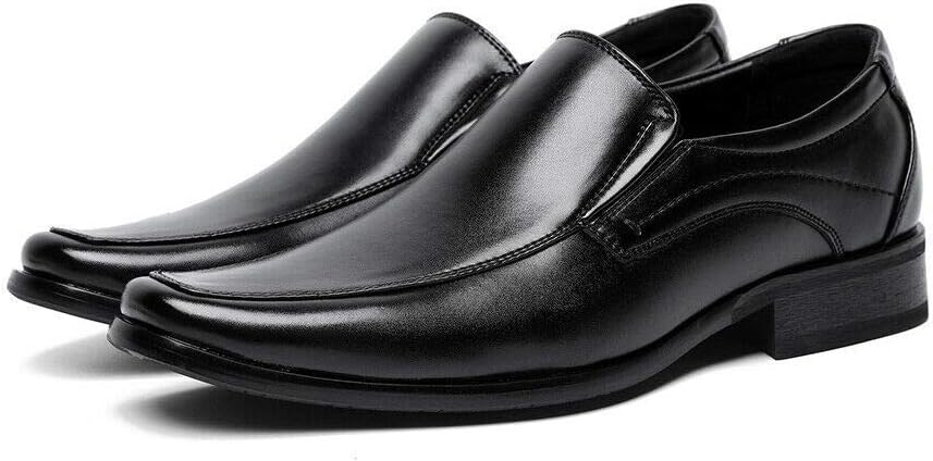 ECOSWAY Men Casual Leather Shoes,Oxfords Square Toe Full Dress Shoes,Wedding Formal Classic Dress Shoes,Office Work Shoes