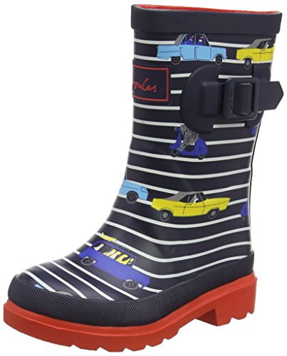 Joules Printed Welly Stripe Cars Navy Rubber Junior US 3
