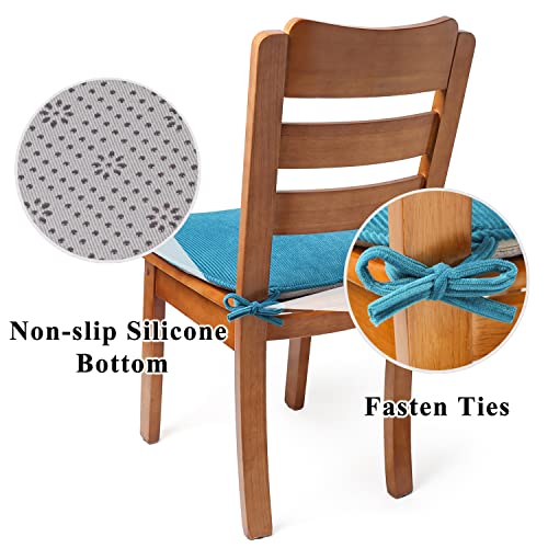 Bjsheng Chair Pad With Ties Non Slip Kitchen Dining Chair Cushion And Seat Cushion With Machine Washable Cover Durable Soft Mat Pads 17"X 16.5",Set Of 2 - Blue #TOP4