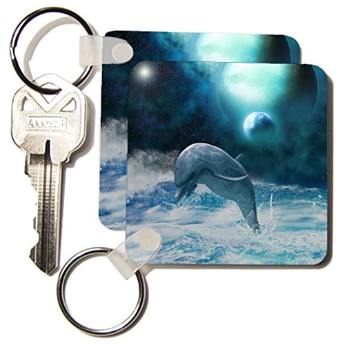 Porte-clés dauphin bleu espace fantaisie ocean accessoire sac Simone Gatterwe