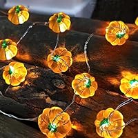 Kürbis Lichterkette Batterie,2M 20 LED Kürbis Herbst Deko Dekoration Innen,Kürbisse Herbst Lichterketten,Mini Lichterkette Innen Halloween Deko,Herbstdekorationen Halloween,Erntedankfest Herbstdeko