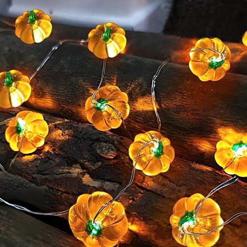 Kürbis Lichterkette Batterie,2M 20 LED Kürbis Herbst Deko Dekoration...