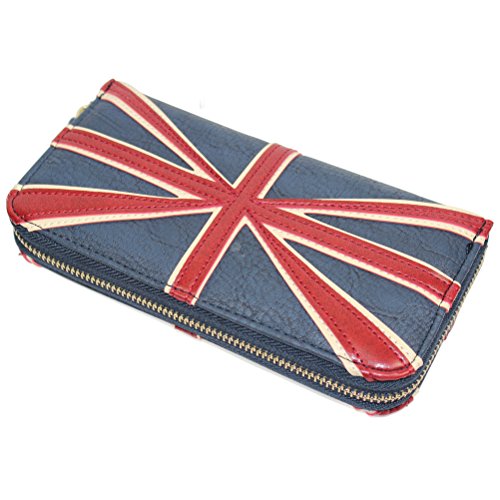 Samaz Fashion Vintage Union Jack Long Clutch Purse Zipper Credit