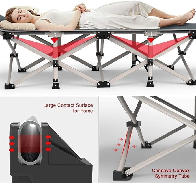 Camping Cot Folding Bed - Portable & Sturdy with Carry Bag | Ideal for Outdoor Travel, Camping, Beach, & Vacations (190 x 71 x 36 cm) 1