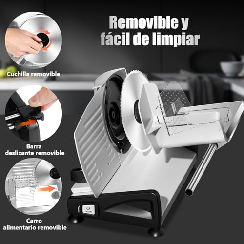 Cortafiambres eléctrico para jamón YASHE con grosor ajustable para preparar tablas de embutidos 6