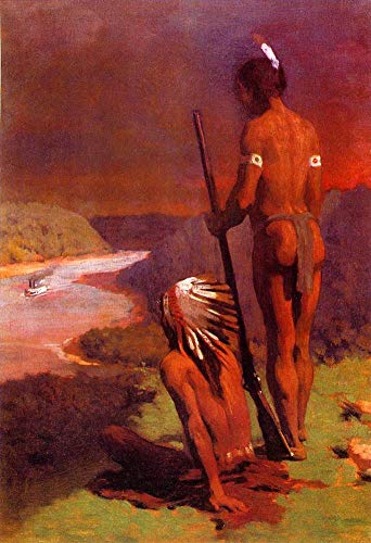Peinture à l'huile sur toile Indiens de l'Ohio tableau américain Thomas Pollock