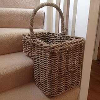 Grey Rattan Wicker Stair Storage Basket