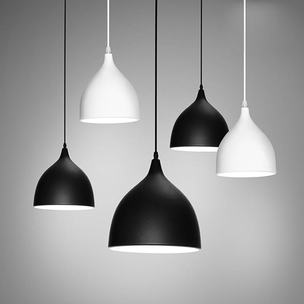 Dari minimalisti nordici con Attacco E27, luci a Sospensione industriali, Paralume in Alluminio, Testa Sina, da a Sospensione Nera Creativa per Isola Cucina, Studio, Soggiorno, Bar