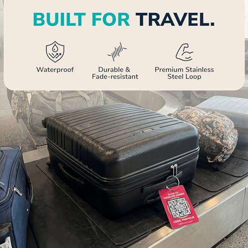 Image of Smart Luggage Tags | Privacy QR Code Luggage Tags for Suitcases, Red