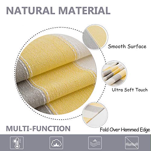 Linenlux Stylish Square Rectangular Tablecloth/Table Cover For Kitchen Dinning Tabletop Decoration Yellow Striped Rectangle/Oblong 53 X 70 In #TOP3
