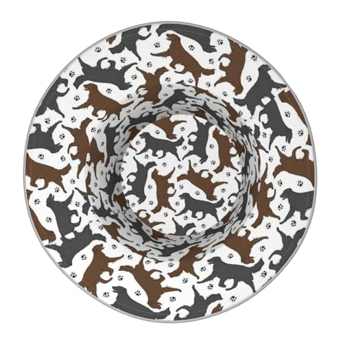 Men and Women Trotting Flat Coated Retrievers Paw Print Night Reflective Hat Runner Cap Visor Bucket Hat Flash Rave Festival Fisherman Cap ﻿ Black4