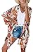 Produktbild Kordear Damen Boho-Print Kimono - Sommer Chiffon Florale Kimono Cardigan, Kimono mit Boho-Print Strand Chiffon Bluse Tops Casual Strand Cover Up für Urlaub (Weiß-B, M)