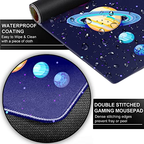 Qizlar Extended Gaming Mouse Pad (800mm x 300mm x 3mm) Extra Large Gaming Mouse Mat for Gamer, Waterproof Office Desktop Mat (Planets) - Image 5