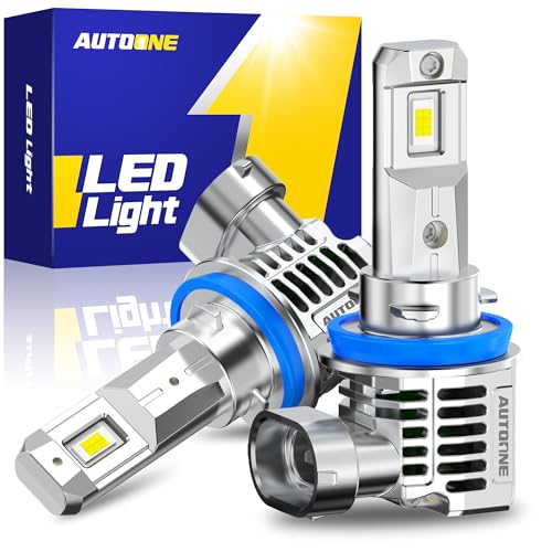 AUTOONE Upgraded H11 Bulbs, 40000LM 800% Super Bright H16 H8 H9 Fog Light Bulbs, 6500K White, 1:1 Mini Size Plug and Play, Pack of 2