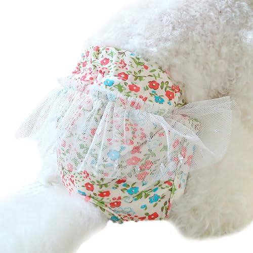 ペット用ブリーフ,子犬のおむつ生理用ショーツ 犬用ラップ 犬用パンツ | 犬パンツ用再利用可能な花柄おむつ、犬猫用ペット日用品 生理期生理パンツ ハラスメント対策 中小型犬 メス犬 花柄生理パンツ小型犬子犬用メス
