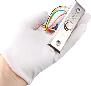 uxcell Door Release Button Push to Exit Resettable NO/NC/COM Switch Panel with LED Indicator for Access Control 91mmx28mm 12V Stainless Steel